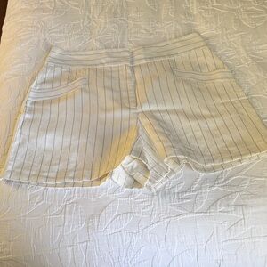 Club Monaco High Waist Cream Pinstripe Shorts